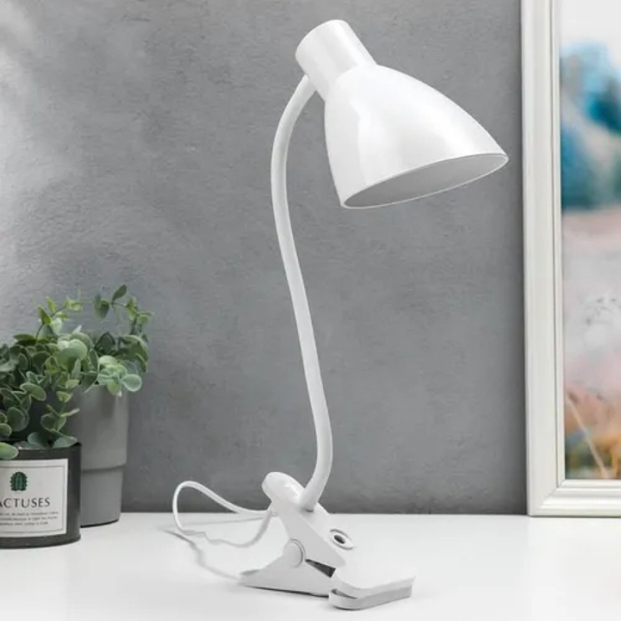 Lampe De Bureau Flexible Avec Pince Et Interrupteur - Prise - Blanc 