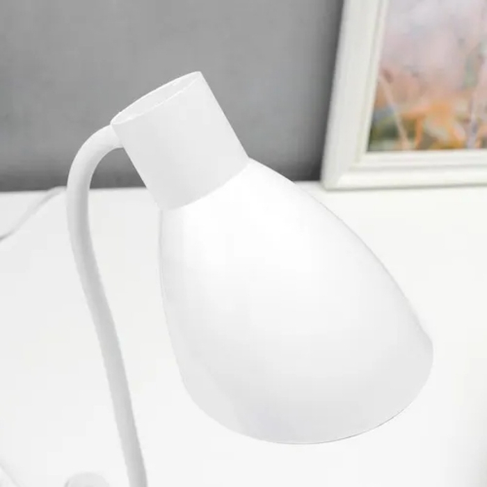 Lampe De Bureau Flexible Avec Pince Et Interrupteur - Prise - Blanc 
