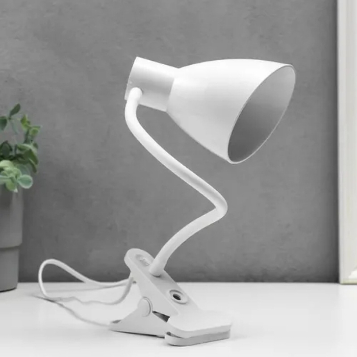 Lampe De Bureau Flexible Avec Pince Et Interrupteur - Prise - Blanc 