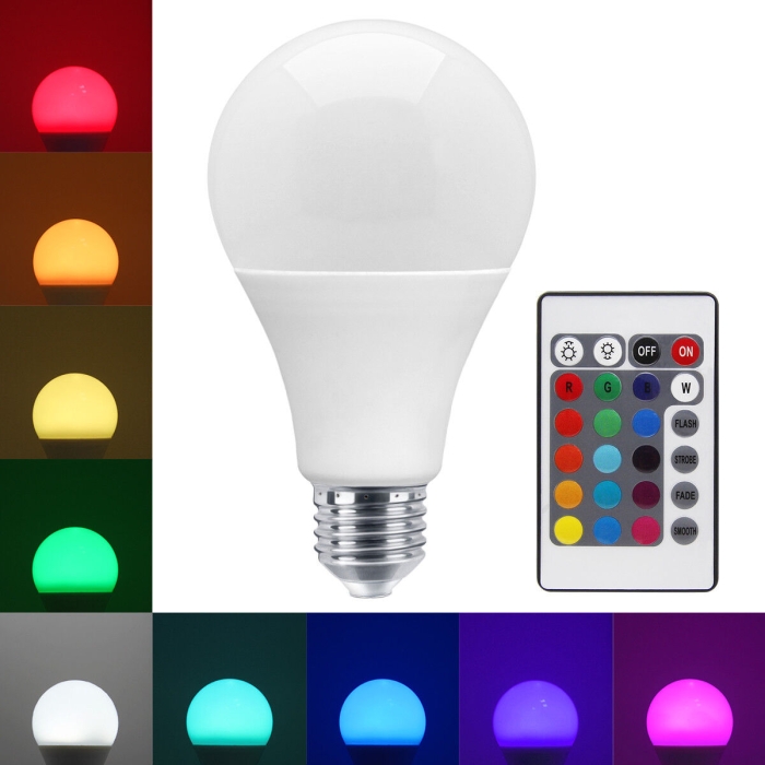Lampe LED RGB - 16 Couleurs - 4 Modes - Avec Télécommande - 10W - E27