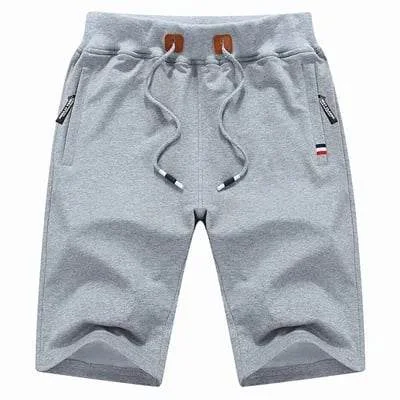 Short Jogging Gris Homme Coton avec Poches Zippées