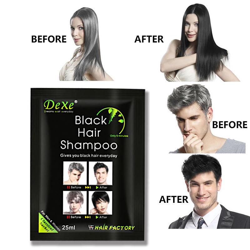 Dexe Lot de 10 shampoings colorants- Unisexes pour cheveux noirs- En 5 minutes