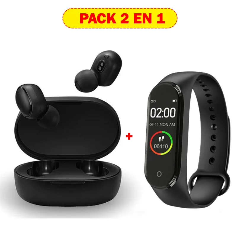 Pack Écouteurs Sans Fil Xiaomi Redmi Air dots 2 +Montre Connectée Intelligente Smart Watch)