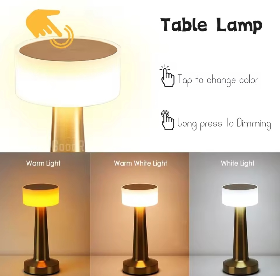 Lampe Tactile - 3 Mode - LED en Métal - Rechargeable - Éclairage Décoratif