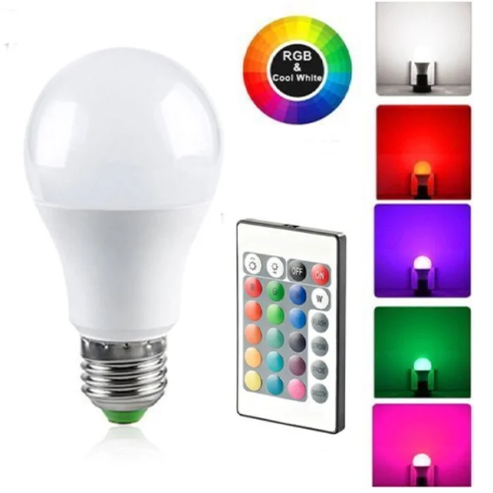 Lampe LED RGB - 16 Couleurs - 4 Modes - Avec Télécommande - 10W - E27