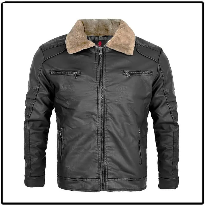 Veste Similicuir Rembourrée Noir