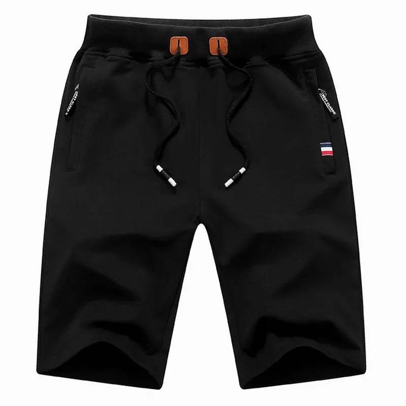 Short Jogging Blanc Homme Coton avec Poches Zippées