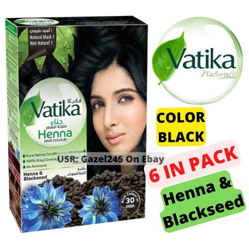 Vatika Henna Hair - Couleur Noir naturel - Henna et haba souda - 10 grX 6