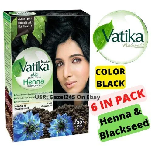 Vatika Henna Hair - Couleur Noir naturel - Henna et haba souda - 10 grX 6