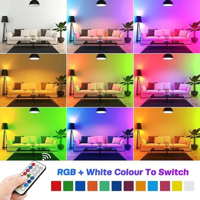 Lampe LED RGB - 16 Couleurs - 4 Modes - Avec Télécommande - 10W - E27