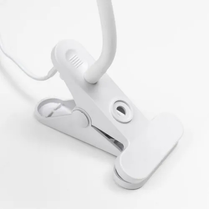 Lampe De Bureau Flexible Avec Pince Et Interrupteur - Prise - Blanc 