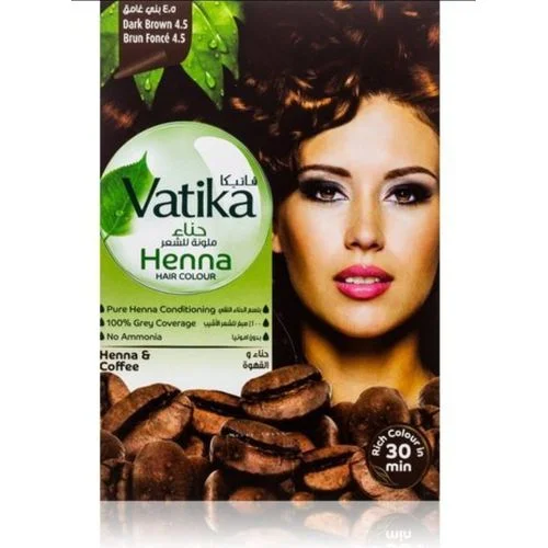 Vatika Henna Hair - Henna et café - Couleur marron foncé - 4.5 -6 x 10g