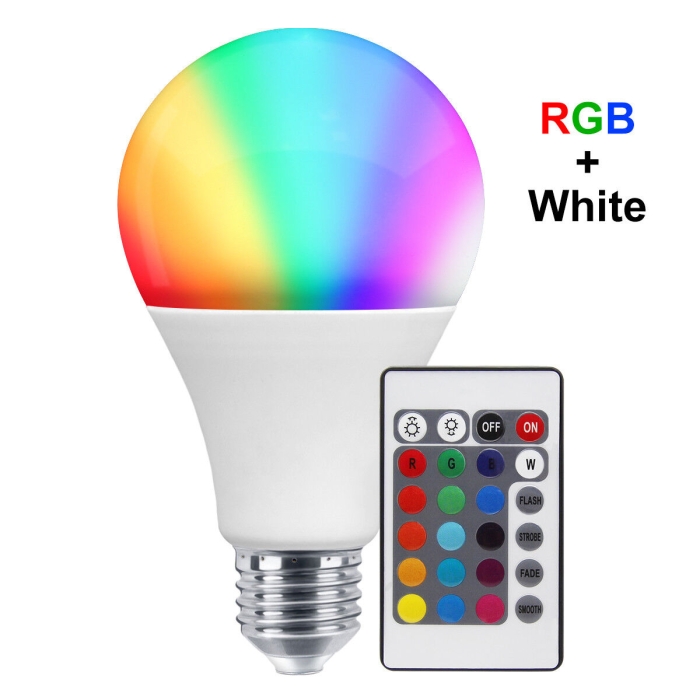Lampe LED RGB - 16 Couleurs - 4 Modes - Avec Télécommande - 10W - E27