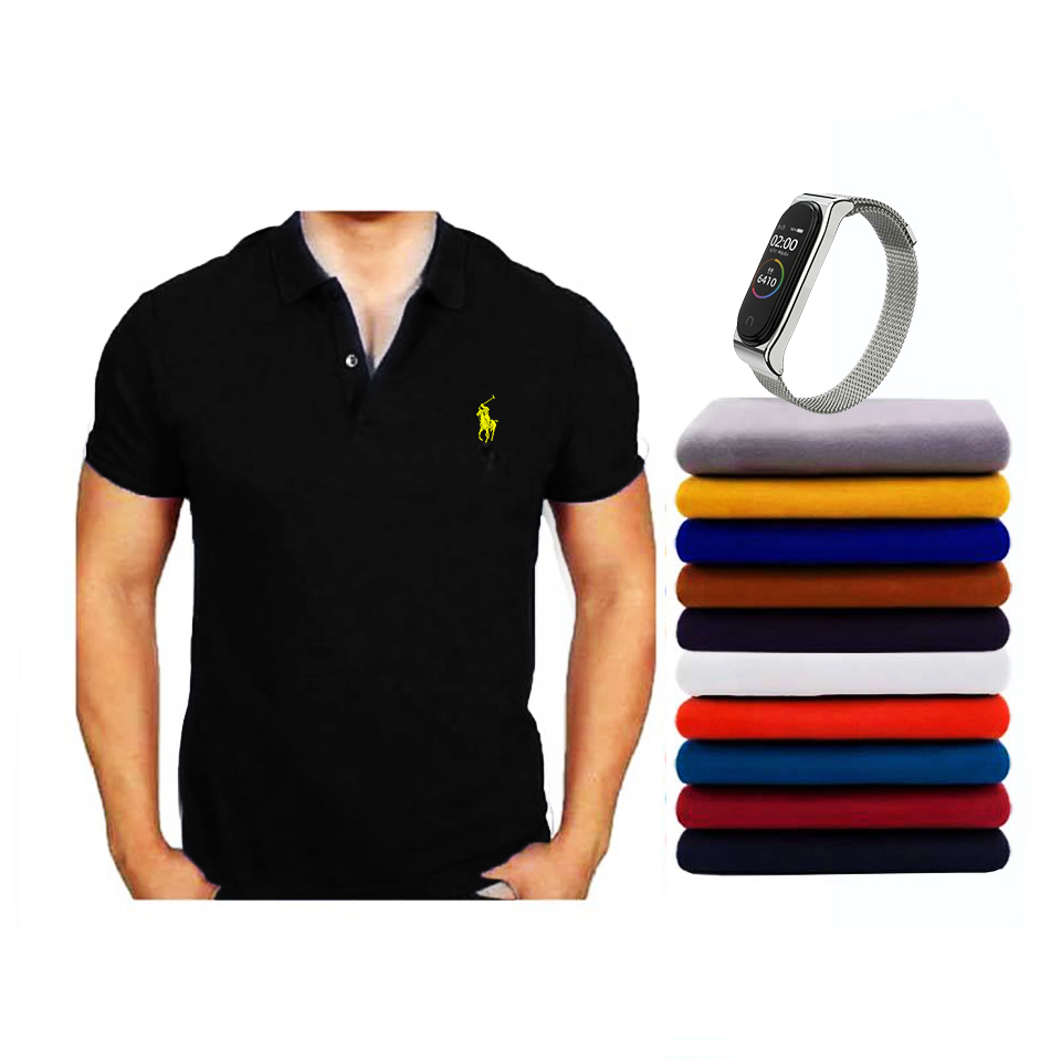 Pull Homme Rouge Col Chemise (مع إمكانيّة إختيار ألوان مختلفة)