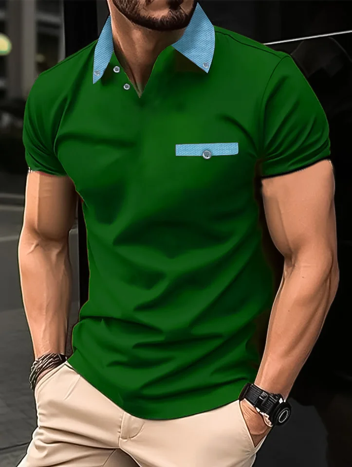 POLO SLIM FIT VERT EN COTON