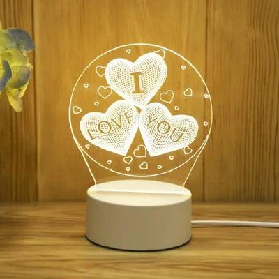 Lampe De Nuit à Base en Bois - USB Power - Veilleuse - Gravée - Doré 