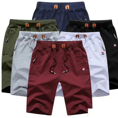 Short Jogging Blanc Homme Coton avec Poches Zippées