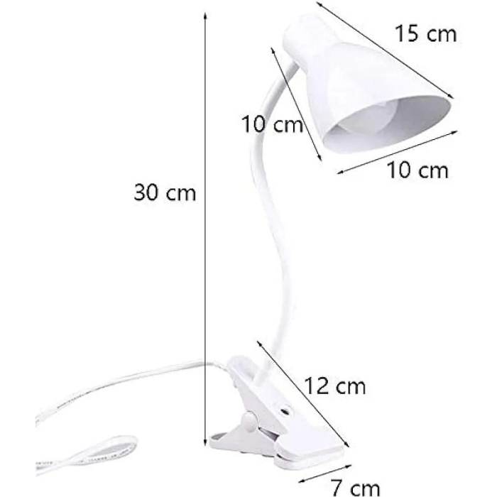 Lampe De Bureau Flexible Avec Pince Et Interrupteur - Prise - Blanc 